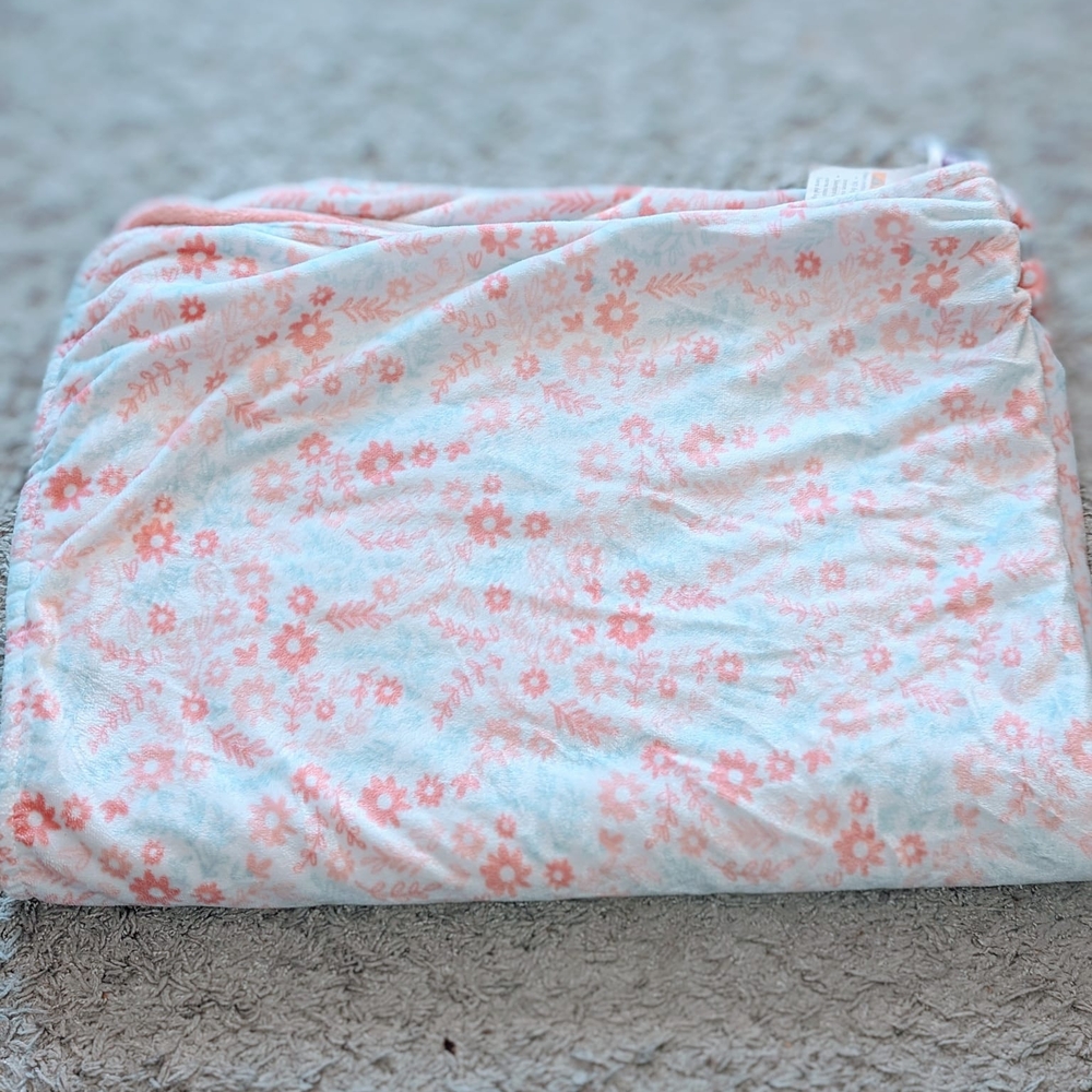 Floral Pink and White Blanket